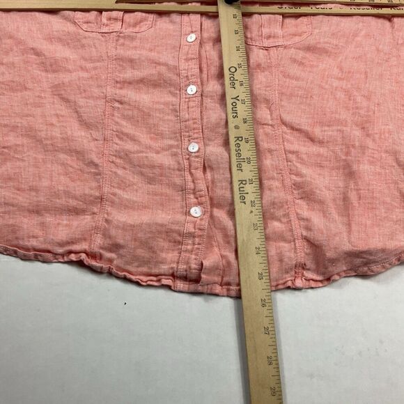 Saks Fifth Avenue Womens Linen Button Down Shirt Orange Long Sleeve Casual Large - Picture 7 of 11